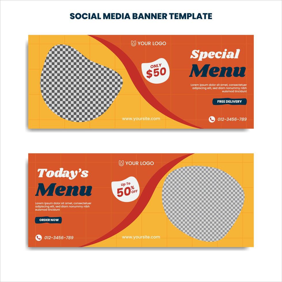 Design commercial advertising Food restaurant menu banner social media post. vector