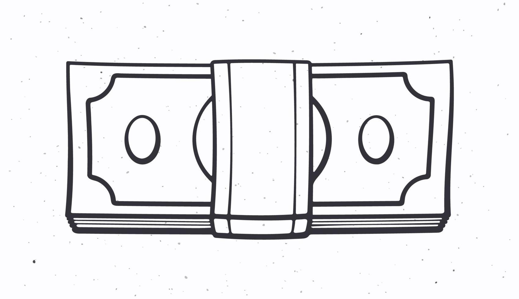 Hand drawn doodle illustration of the bundle of paper money vector
