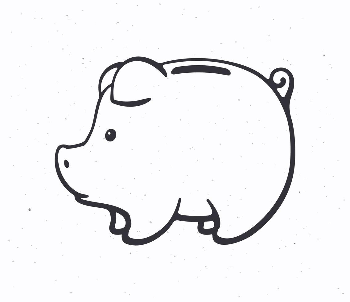 Hand drawn doodle illustration of piggy bank for cash money in side view vector