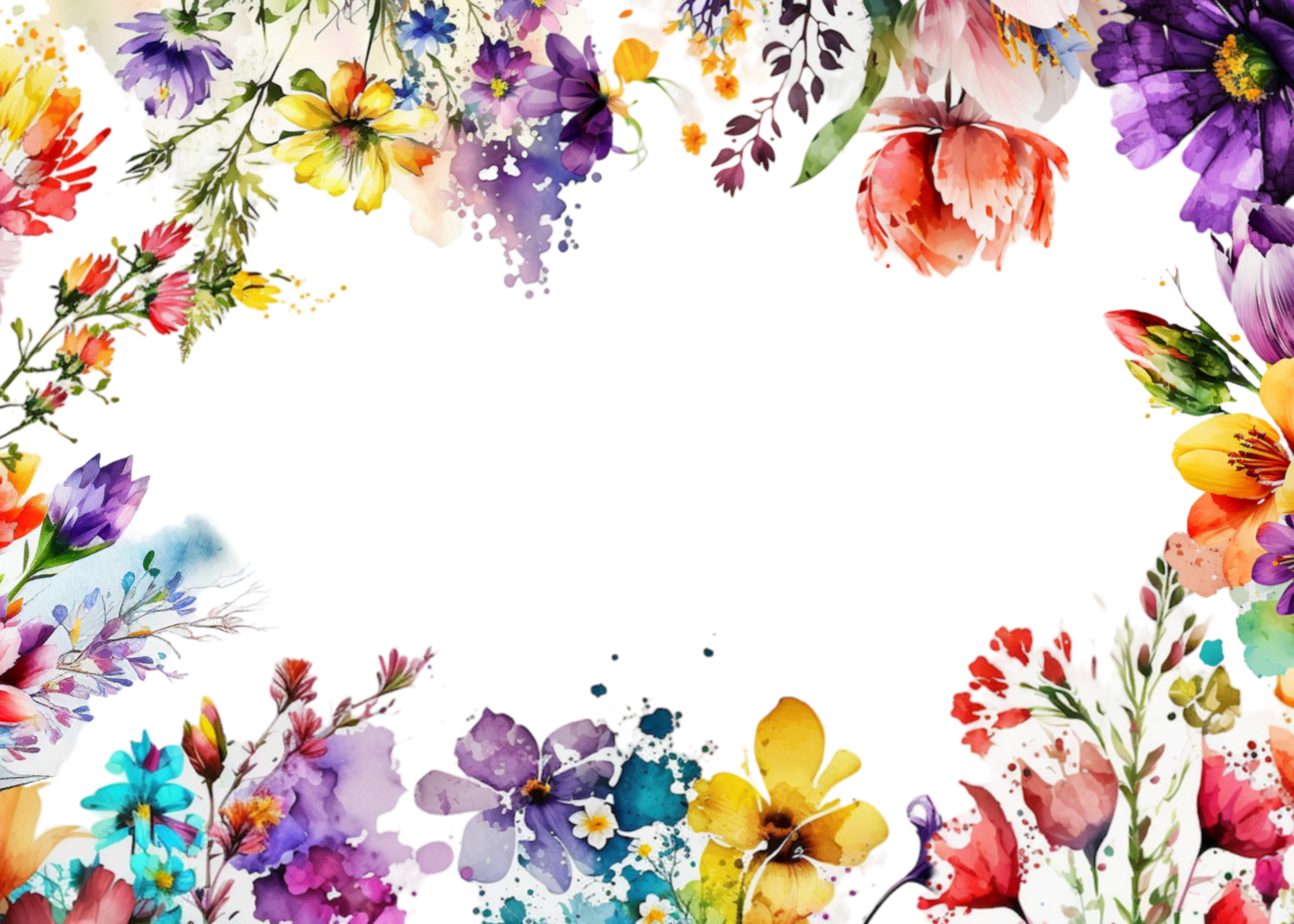 Colorful flowers frame for card design png