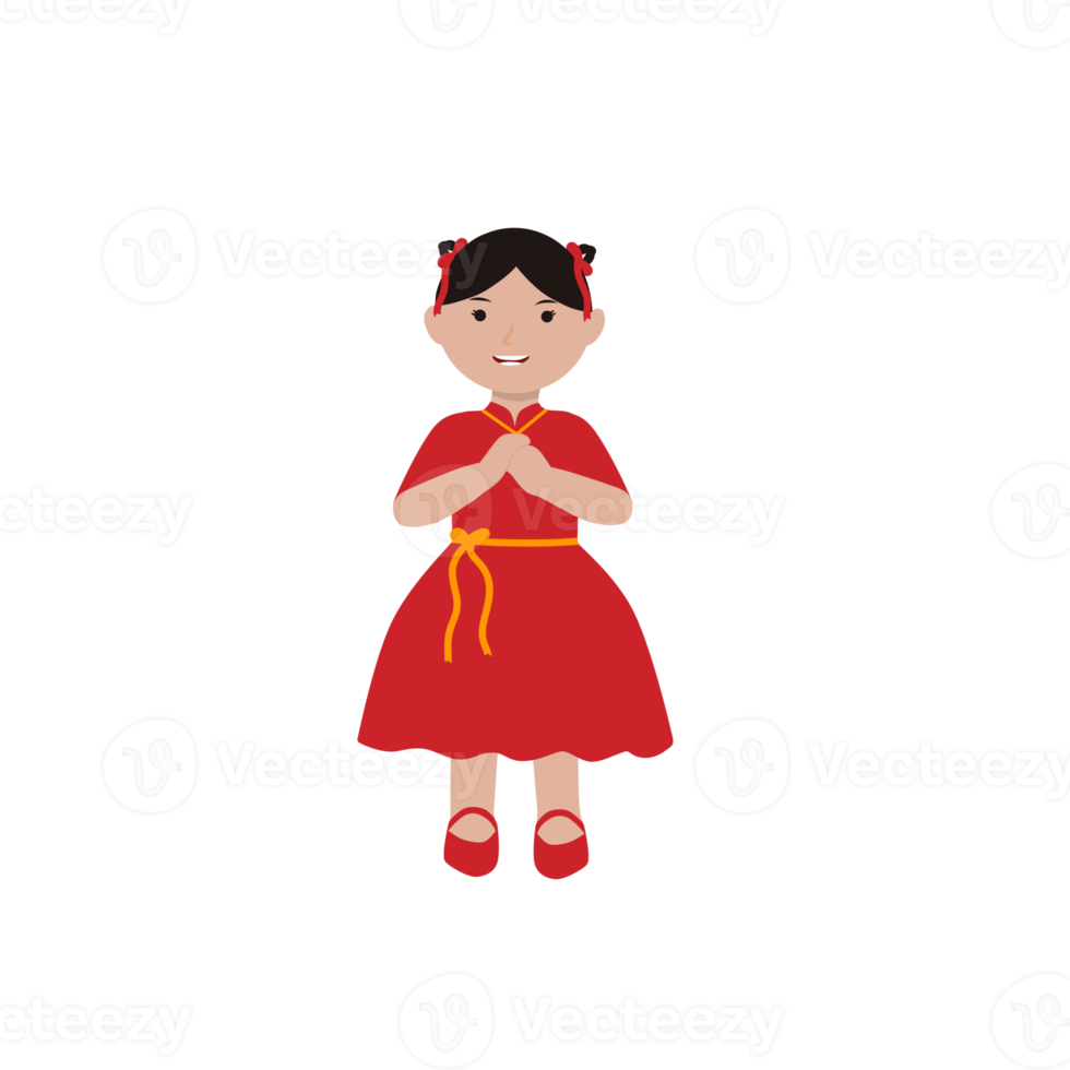 fofa personagem vestindo tradicional chinês cheongsam png