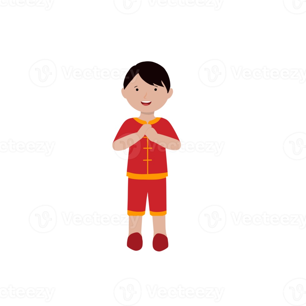 Cute character wearing traditional chinese cheongsam png