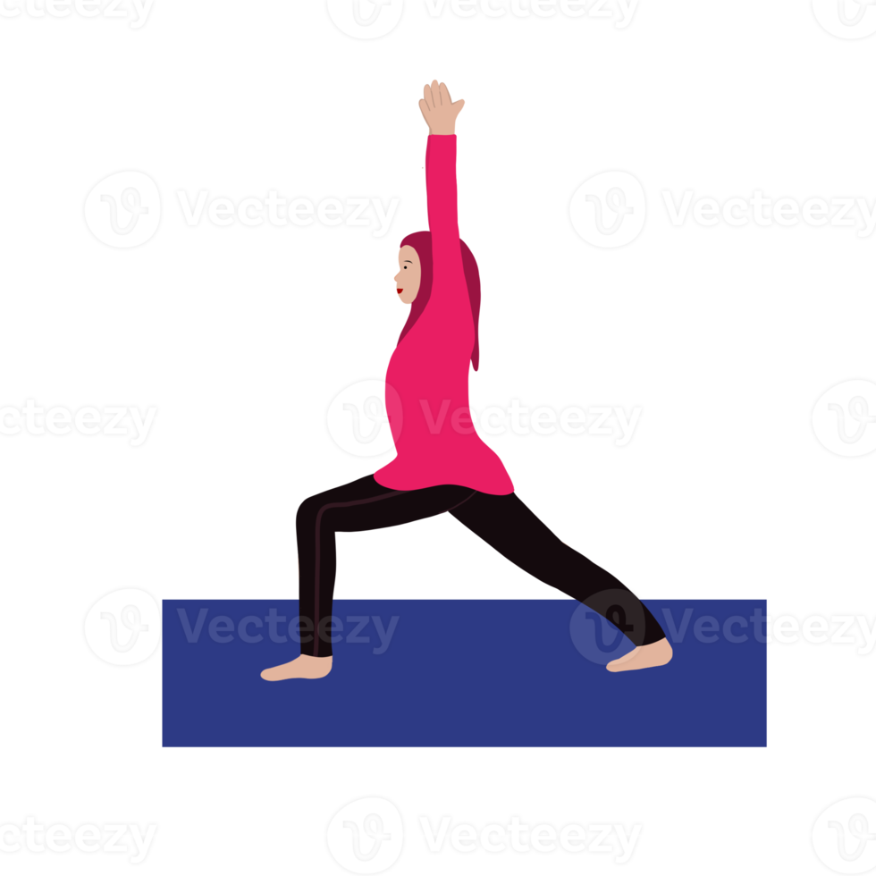 Woman in hijab and sportswear doing yoga png