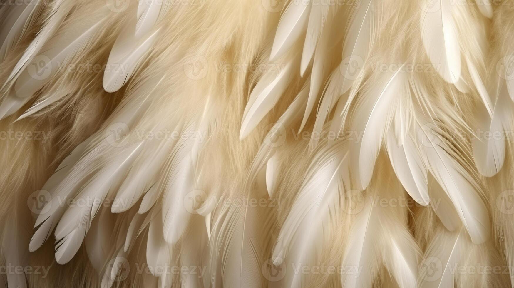 , Beautiful light yellow closeup feathers, photorealistic background. Small fluffy yellow feathers randomly scattered forming photo