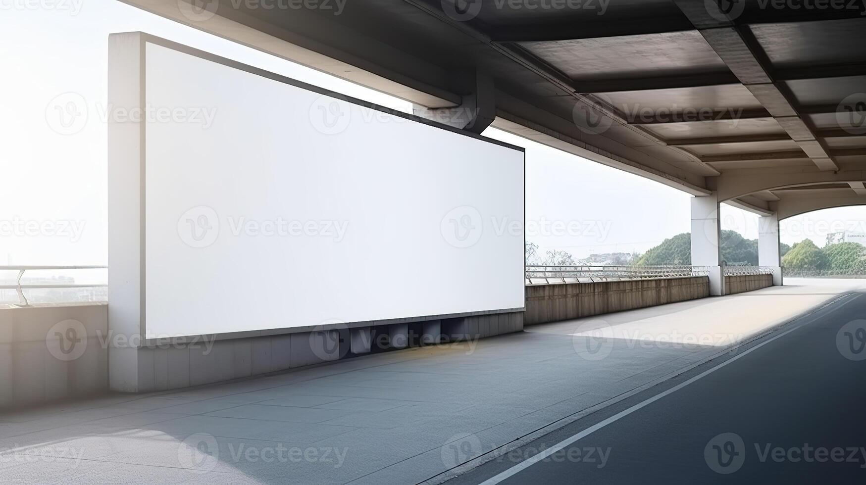 , Realistic street big billboard mock up blank for presentation advertising. Outdoor sign blank in the futuristic city, business concept photo