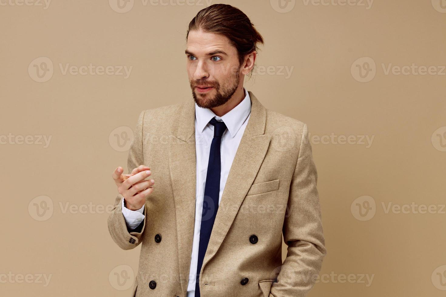 handsome man posing fashion elegant style isolated background photo