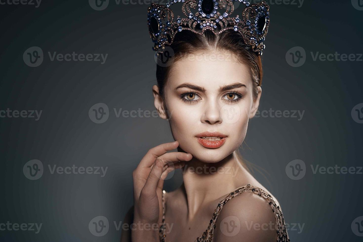 woman with crown on her head decoration Glamor luxury princess photo