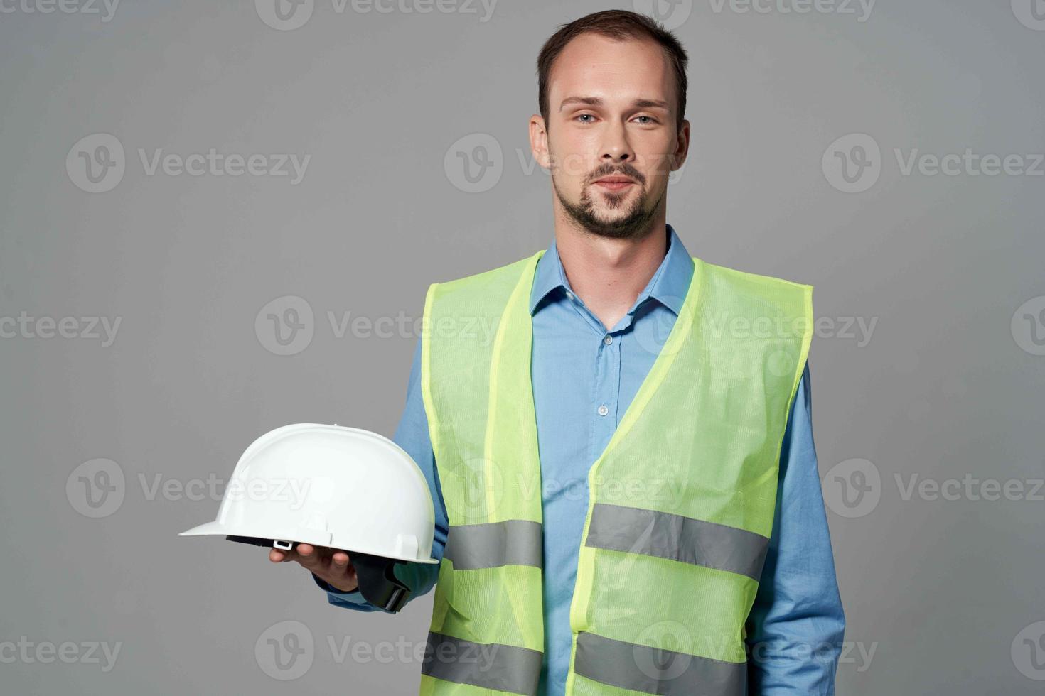 man reflective vest Professional Job isolated background photo