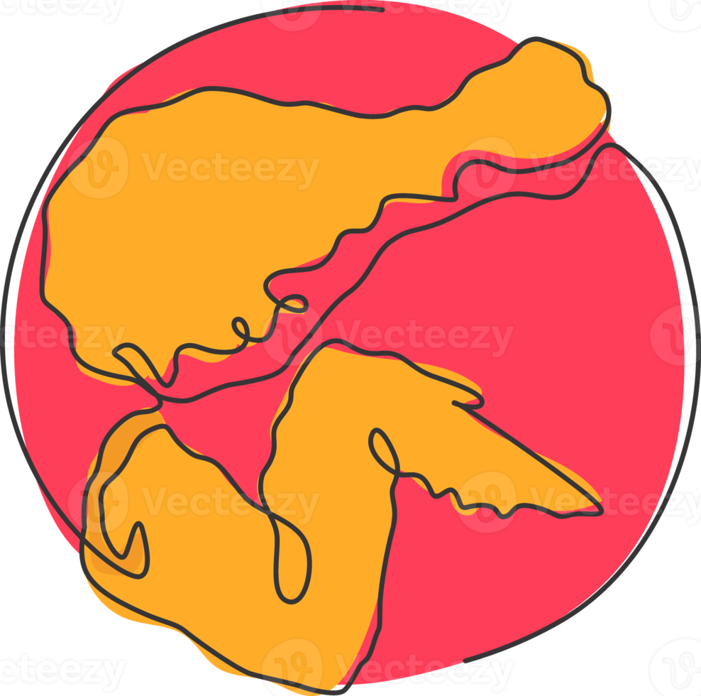 singolo continuo linea disegno di stilizzato speziato Ali fritte pollo logo etichetta. emblema veloce cibo ristorante concetto. moderno uno linea disegnare design vettore illustrazione per negozio o cibo consegna servizio png