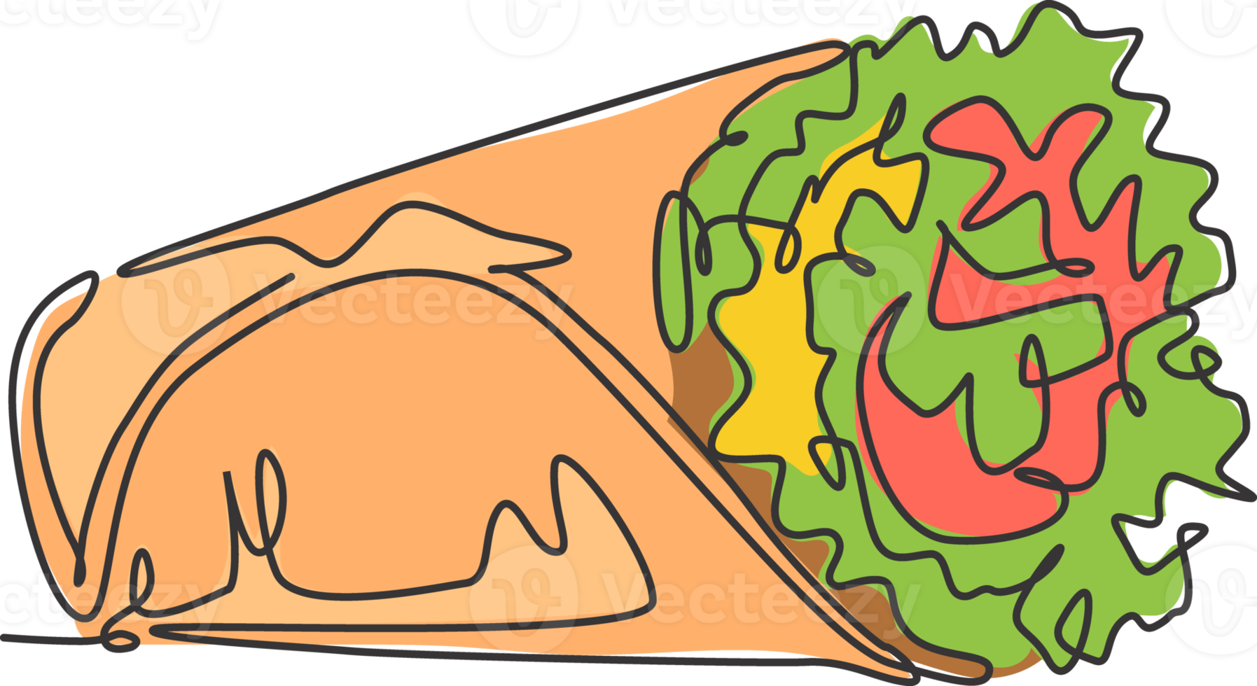 dibujo de una sola línea continua de la etiqueta del logotipo de la tienda de burritos mexicanos estilizados. Emblem taco concepto de restaurante de comida rápida. ilustración de vector de diseño de dibujo de una línea moderna para café o servicio de entrega de alimentos png