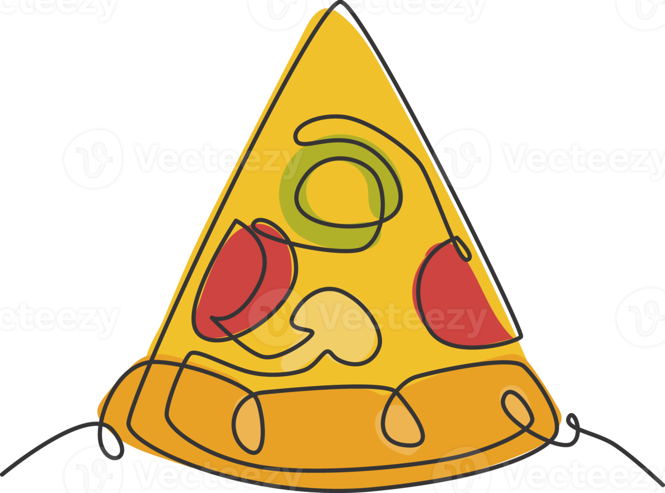 única linha contínua desenho rótulo de logotipo de pizza italiana. conceito de restaurante de pizzaria de fast food emblema. ilustração gráfica vetorial moderna de desenho de uma linha para café, loja ou serviço de entrega de comida png