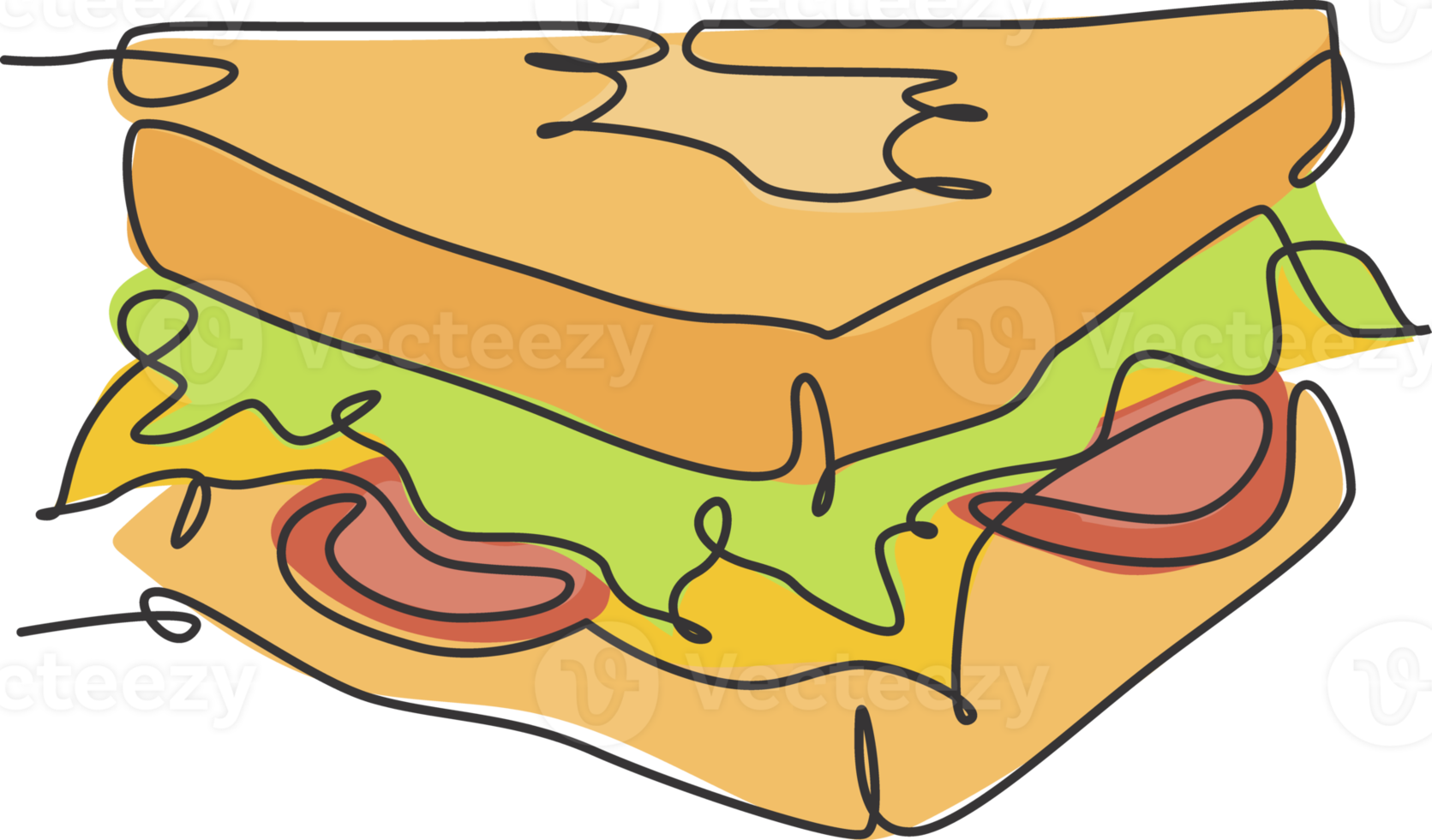 dibujo de una sola línea continua de la etiqueta del logotipo de sándwich americano estilizado. emblema concepto de restaurante de comida rápida. ilustración de vector de diseño de dibujo de una línea moderna para cafetería, tienda o servicio de entrega de alimentos png