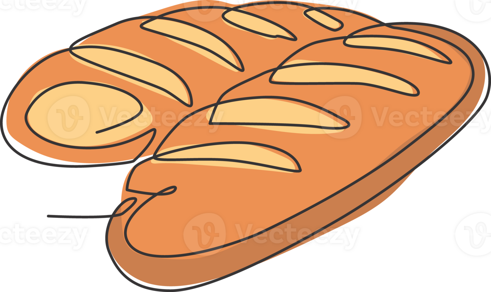 un dessin au trait continu de l'emblème du logo du magasin de pain long et fin français en ligne frais et délicieux. concept de modèle de logo de magasin de baguettes faites maison. illustration vectorielle de dessin à une seule ligne moderne png