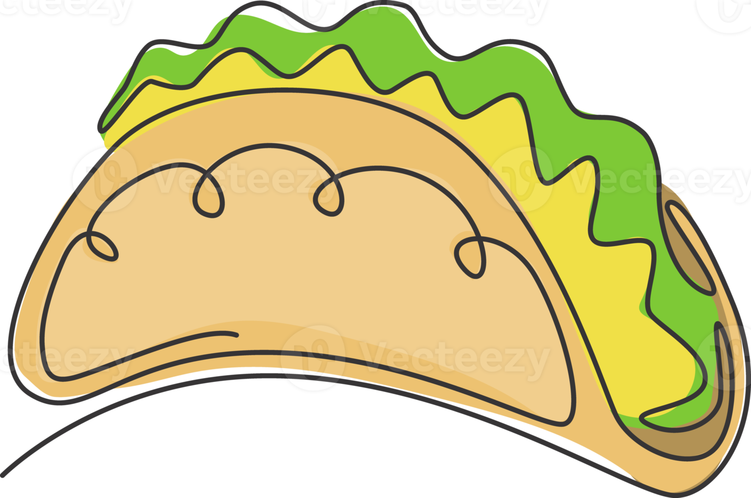 einzelne fortlaufende Linienzeichnung des stilisierten mexikanischen Tacos-Logo-Etiketts. Emblem Fast-Food-Nacho-Restaurant-Konzept. moderne einzeilige Design-Vektorillustration für Cafés, Geschäfte oder Lebensmittellieferdienste png