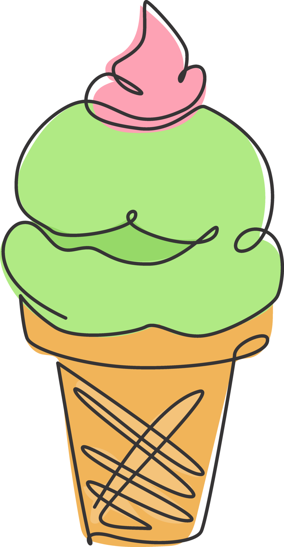 One Continuous Line Drawing Of Fresh Delicious American Ice Cream Cone one-continuous-line-drawing-of-fresh-delicious-american-ice-cream-cone