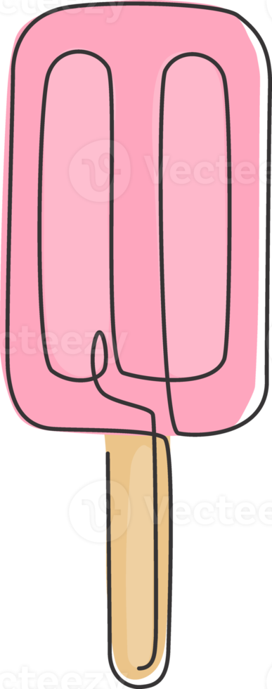 un seul dessin au trait d'illustration graphique vectorielle de logo de magasin de popsicles sucrés frais. menu de café de bâton de crème glacée et concept d'insigne de restaurant. logotype de nourriture de rue de conception de ligne continue moderne png