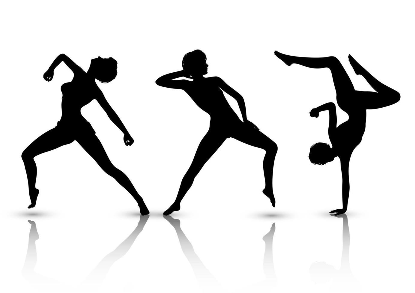silhouettes of females in modern dance poses vector