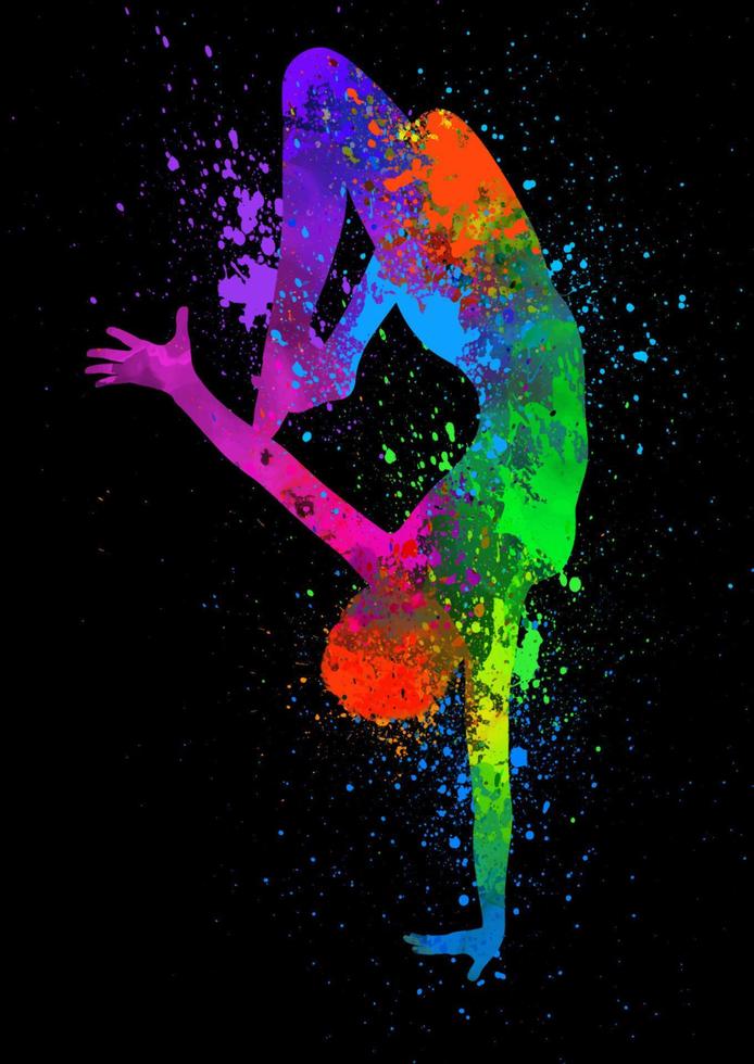 Watercolour female silhouette in modern dance pose vector