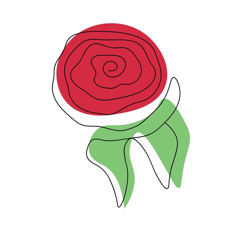 continuo línea dibujo de un Rosa con de colores formas vector