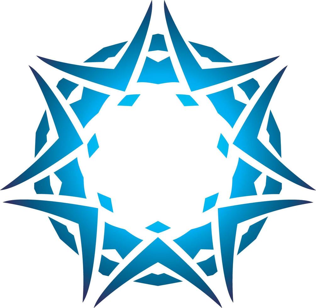 Blue Tribal Star Vector Graphics. Circular Geometric Shape For Tattoo Designs Or Even Logotype Design