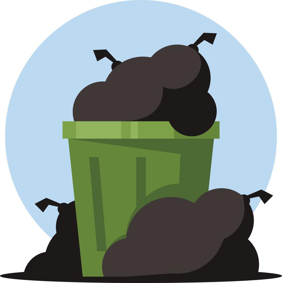 Vector Image Of A Trash Can Full Of Garbage Bags