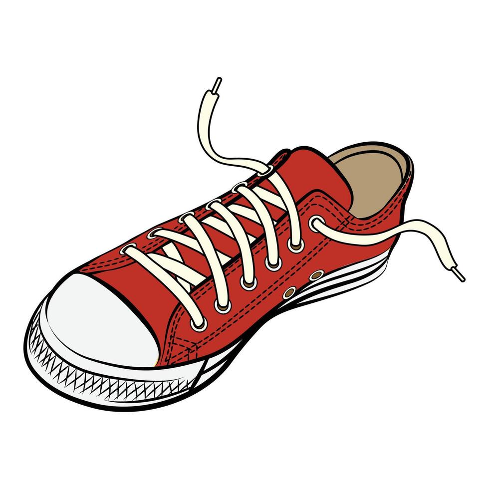 Vector illustration of a shoe in red color and white background