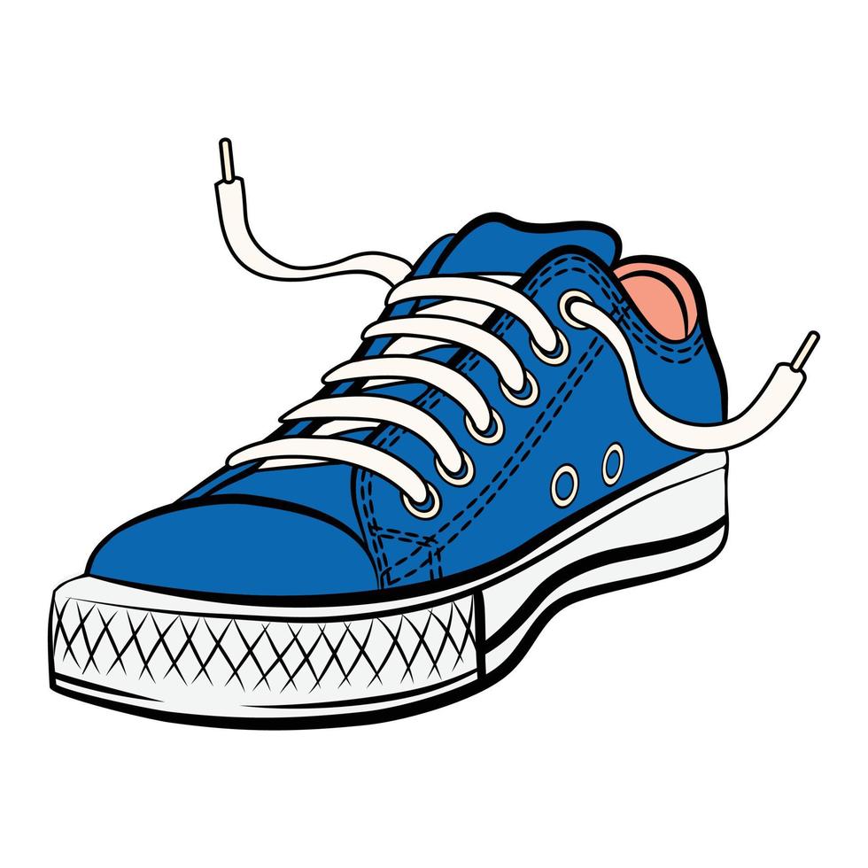 Vector illustration of a shoe in blue color and white background