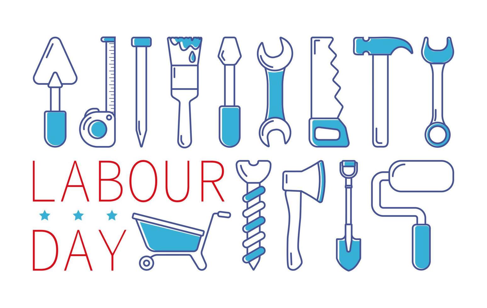 Labour day outline icon set. International Labour day and Industry tool icon set. For modern concepts, web and apps. Flat linear design. Vector illustration