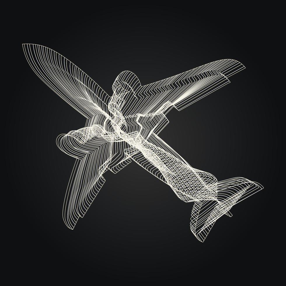 Abstract Airplane on black background vector