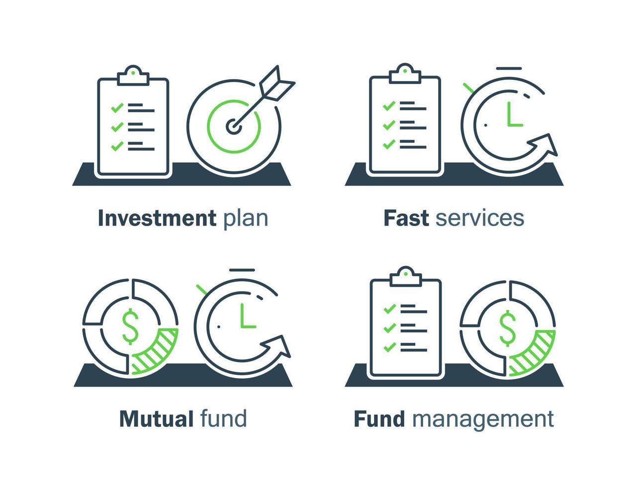 Time is money, mutual fund, term and conditions, investment strategy, finance solution, business plan, project management vector