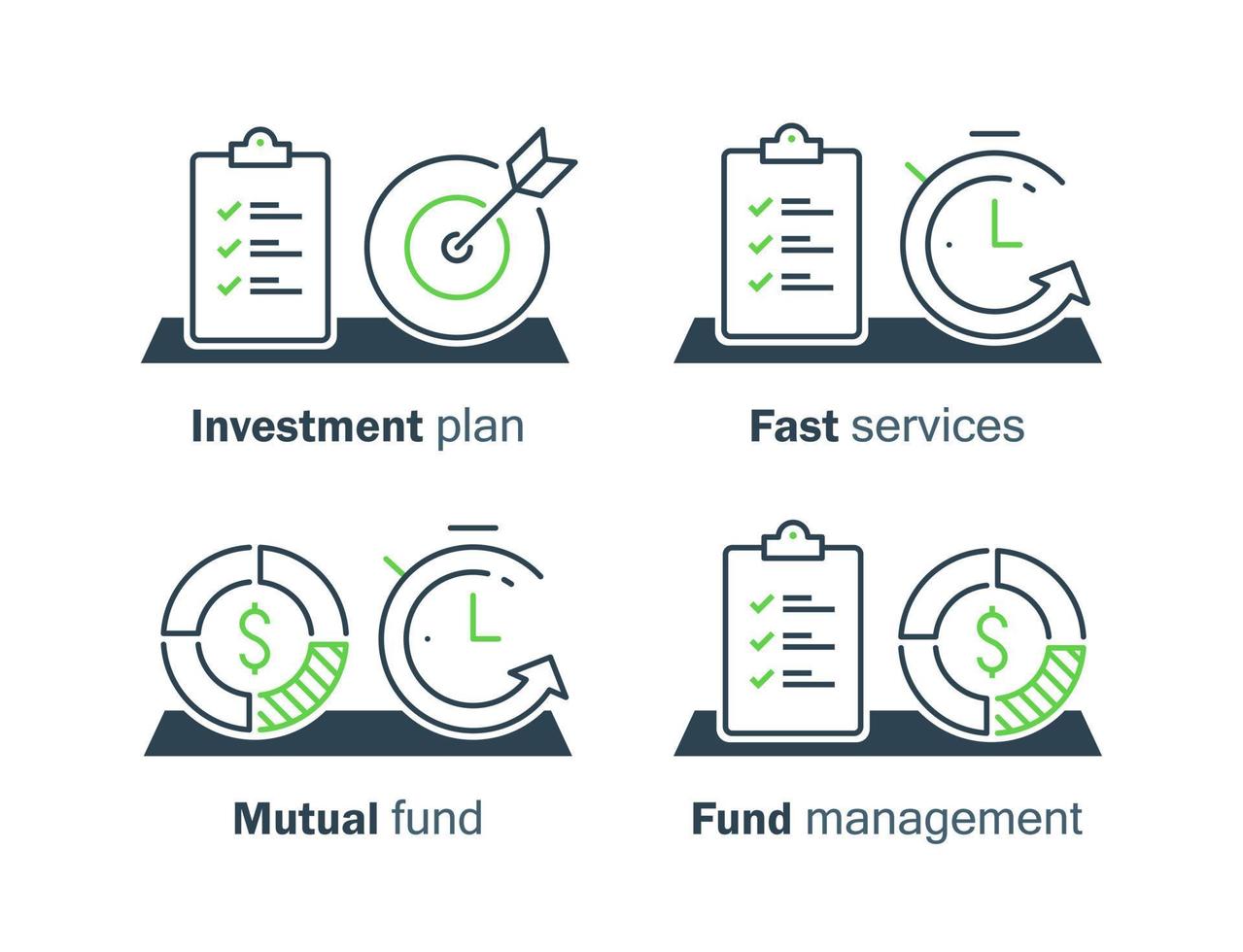 hora es dinero, mutuo fondo, término y condiciones, inversión estrategia, Finanzas solución, negocio plan, proyecto administración vector