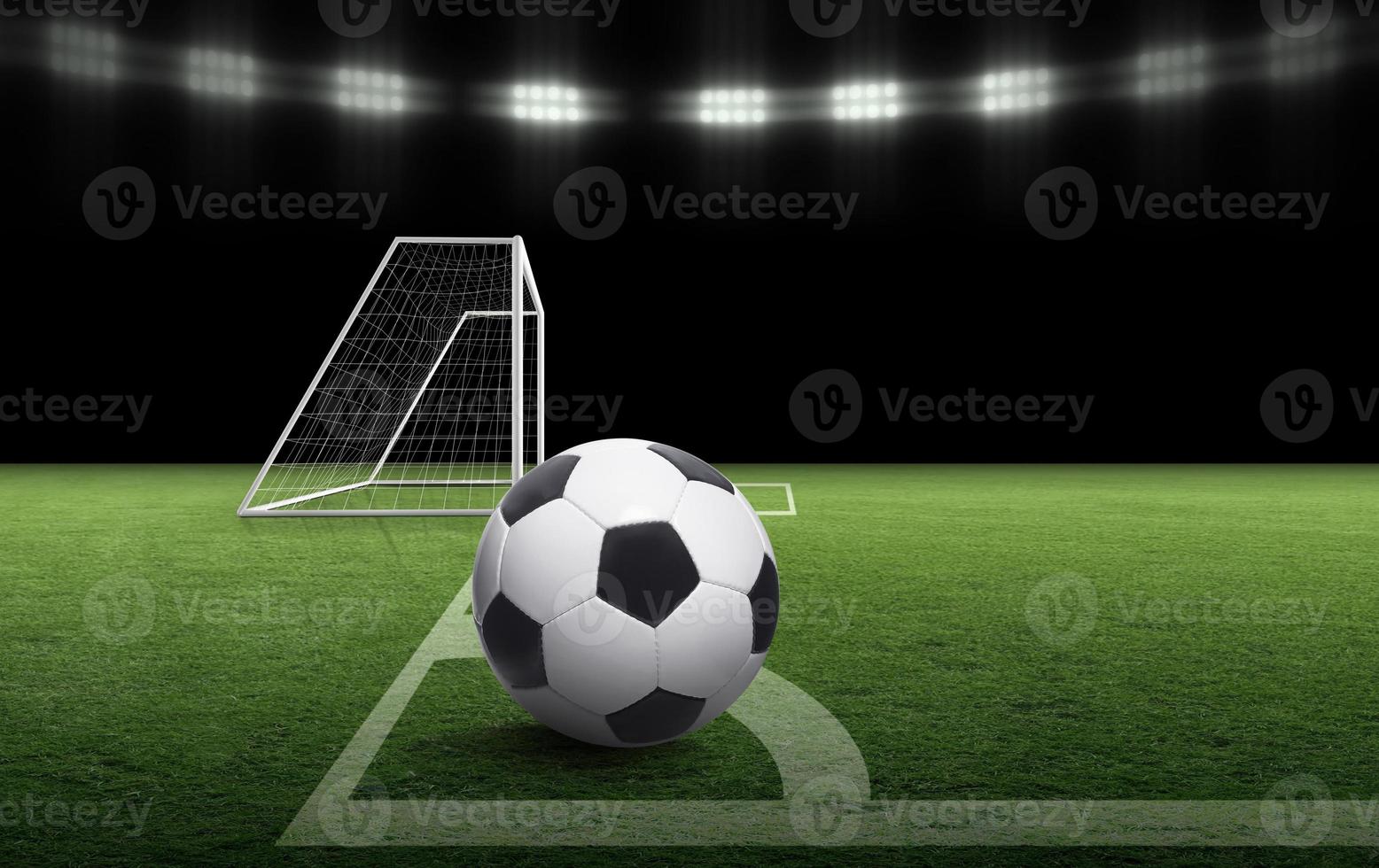 soccer Football on Corner kick line of ball and a soccer field , football field , background texture photo