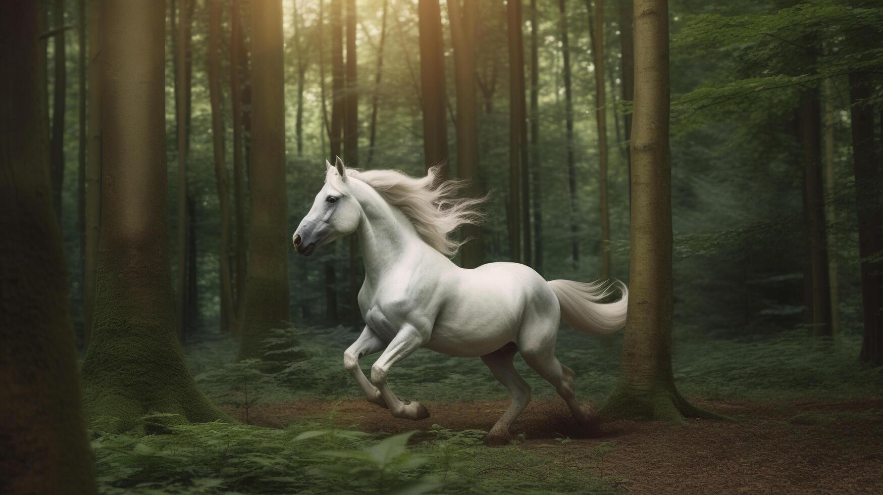 white horse in the field photo