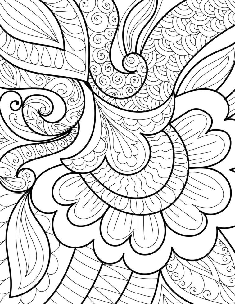 Decorative floral mehndi design style coloring book page illustration ...