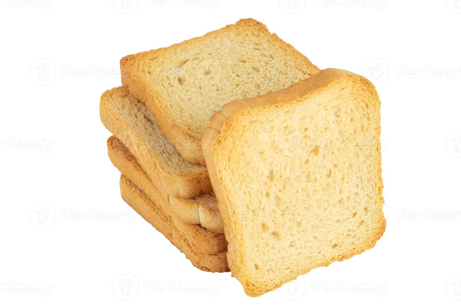 Slice of bread on white background photo