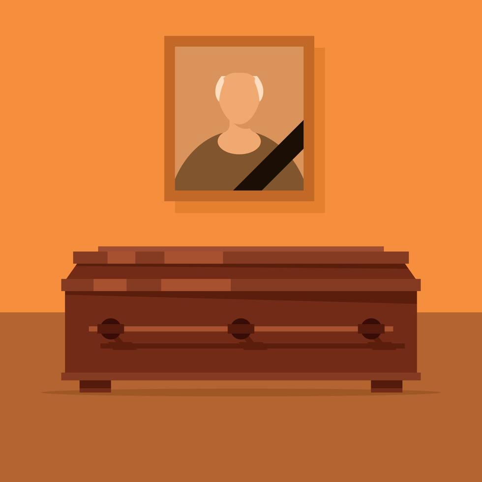 Vector Image Of A Coffin In A Funeral Home