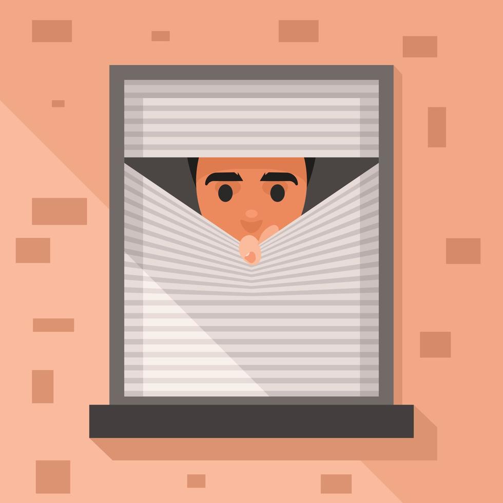 Vector Image Of A Man Peeking Through The Blinds