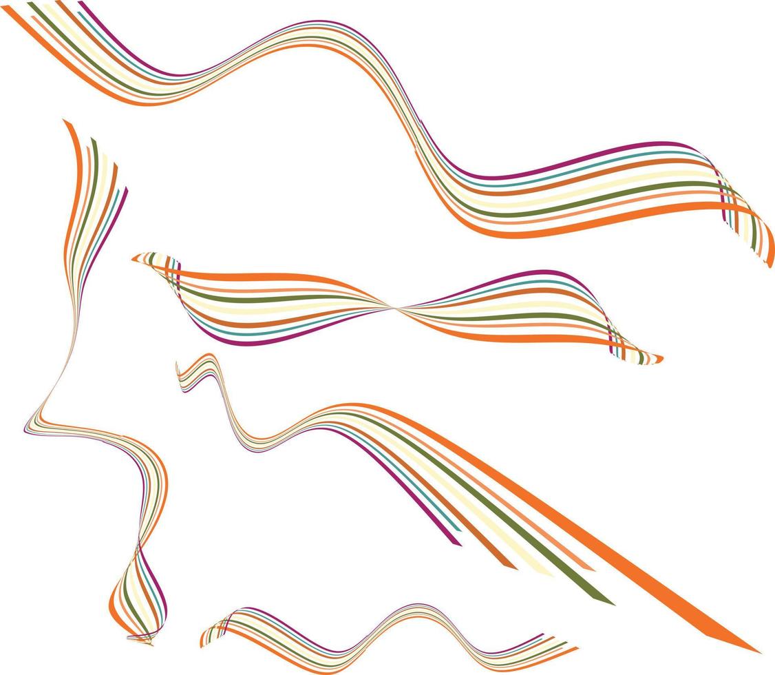 Set Of Colored Vector Line Swirls For Abstract Designs
