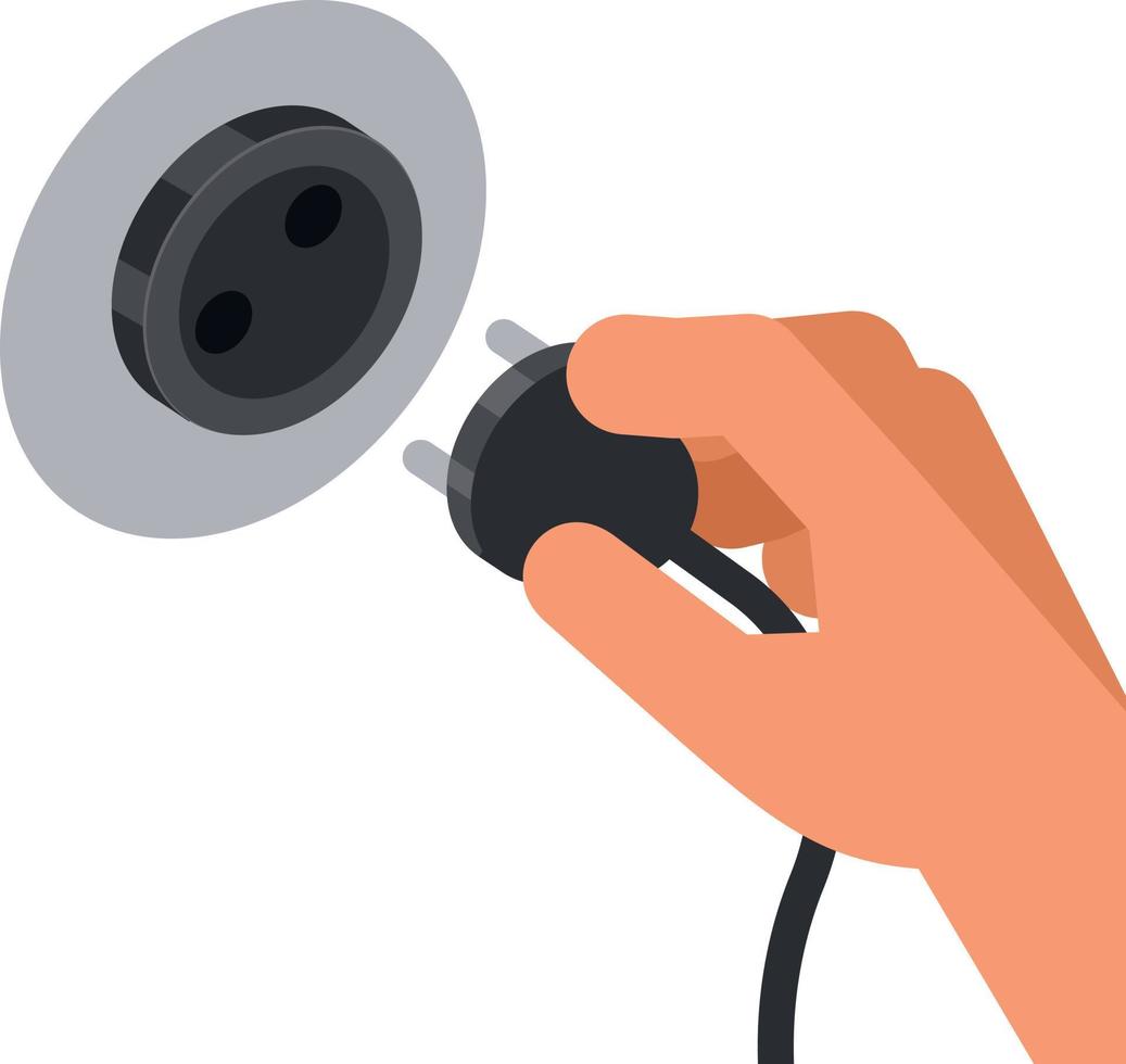 Hand Plugs Power Cord In Wall Socket vector