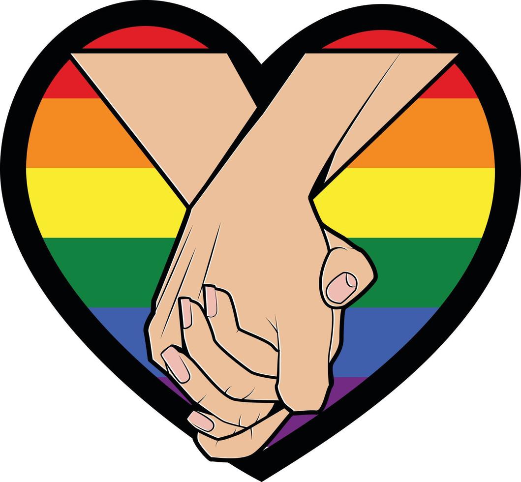 Vector Image Of Hand In Hand With The Lgbt Flag In The Background