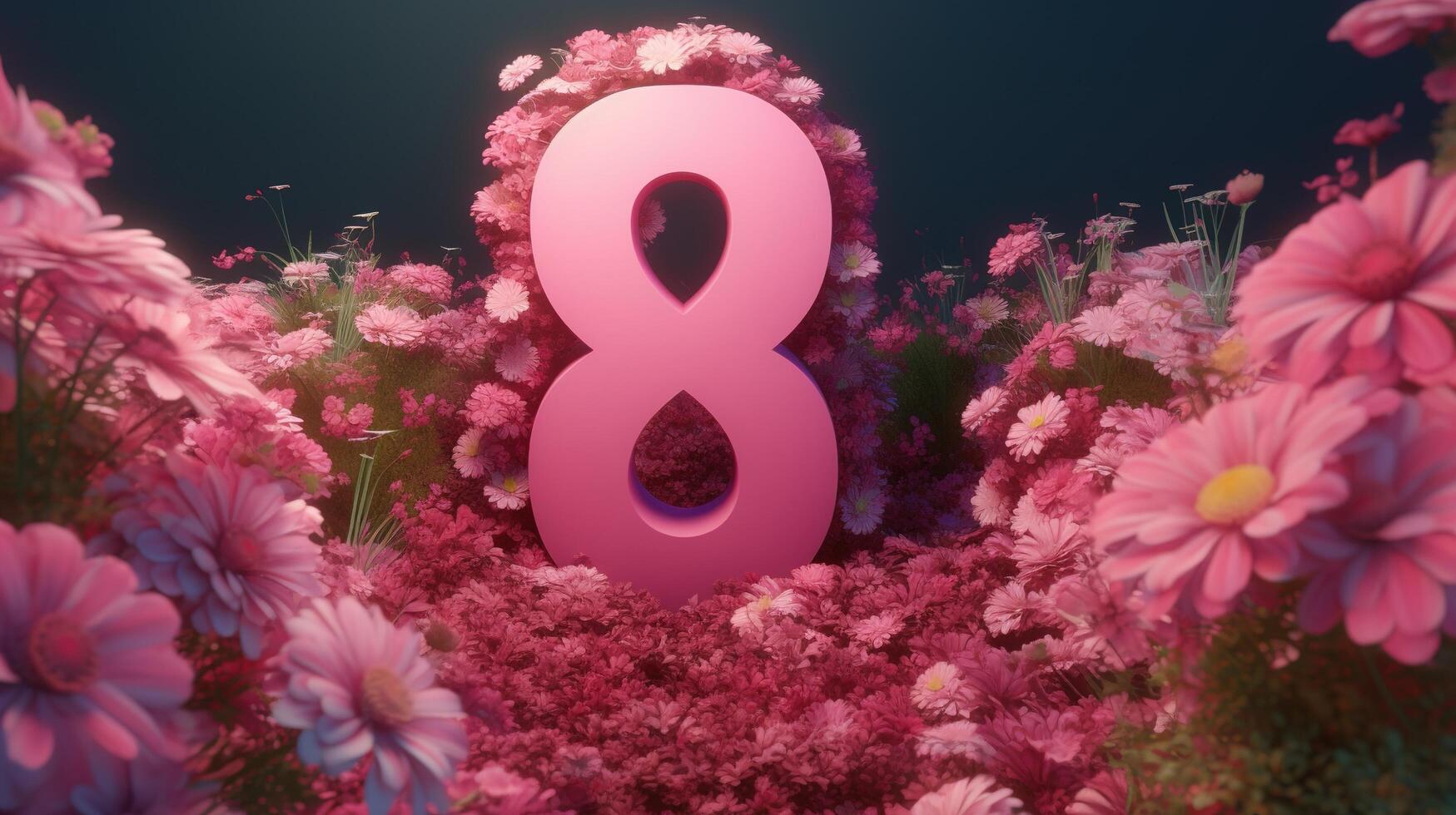 decorative 8 number with flowers photo