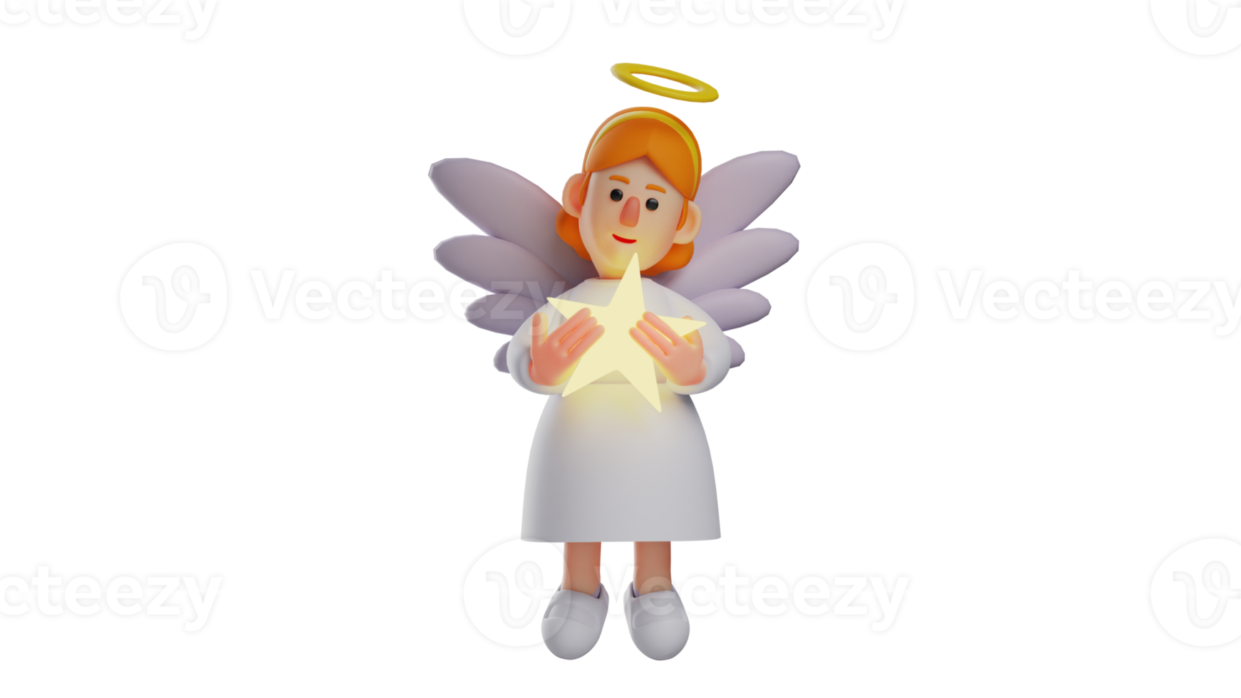 3D illustration. Kind Angel 3D Cartoon Character. Angels have ...