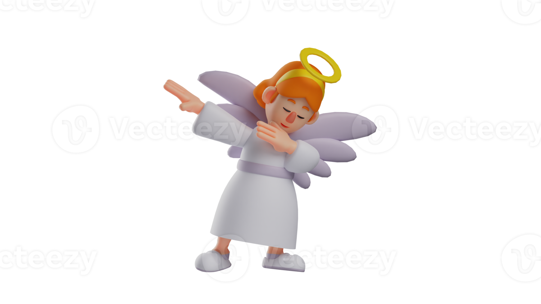 3D illustration. Cool Fairy 3D Cartoon Character. Adorable fairy with DAB pose. The fairy is having fun doing something unique. Fairy follow the trend that occurs. 3D cartoon character png