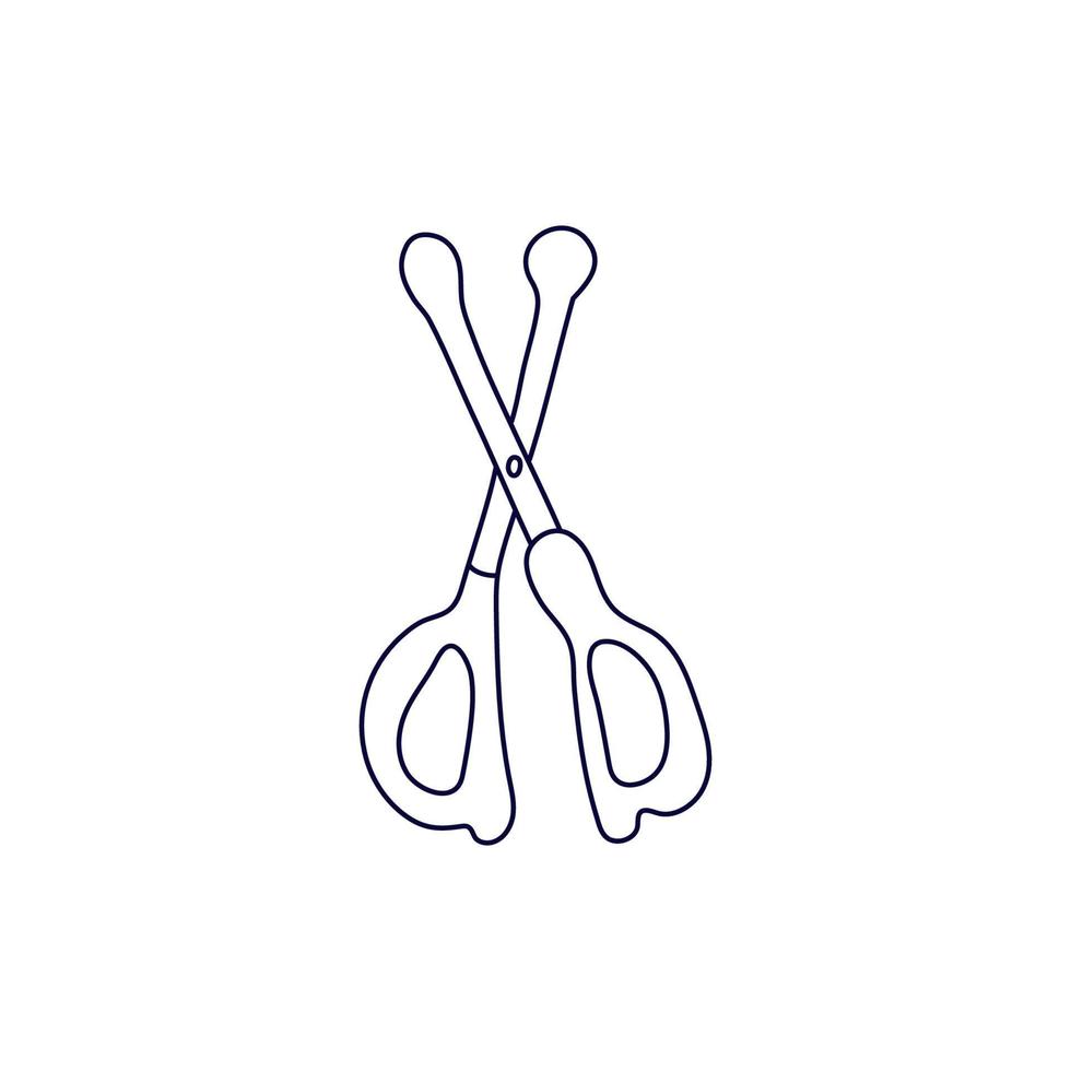 Baby nail scissors with rounded edges in doodle style. Hand drawn vector illustration in black ink on white background.