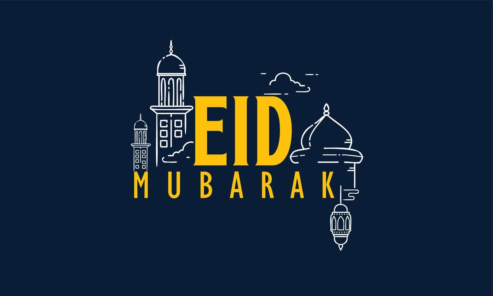 Eid Mubarak typography, Eid typography, Islamic typography. vector