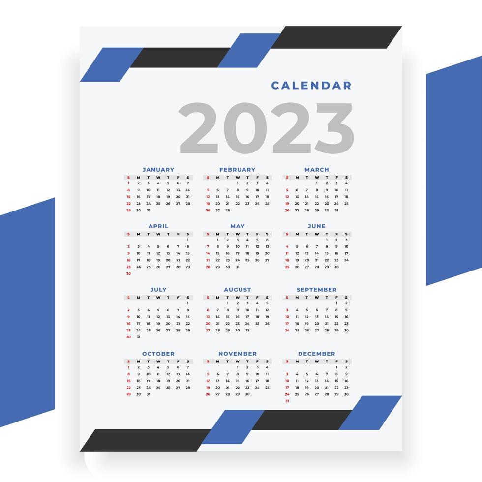 elegante geométrico 20223 calendario modelo diseño vector