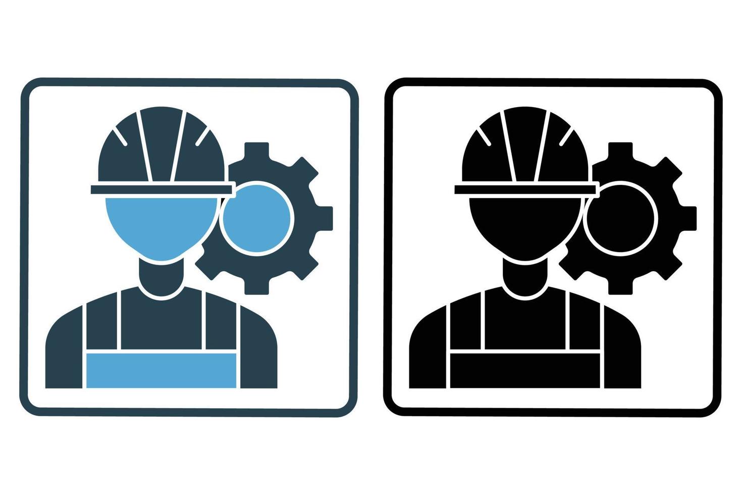 Worker icon illustration. icon related to industry, manufacture, production. Solid icon style. Simple vector design editable