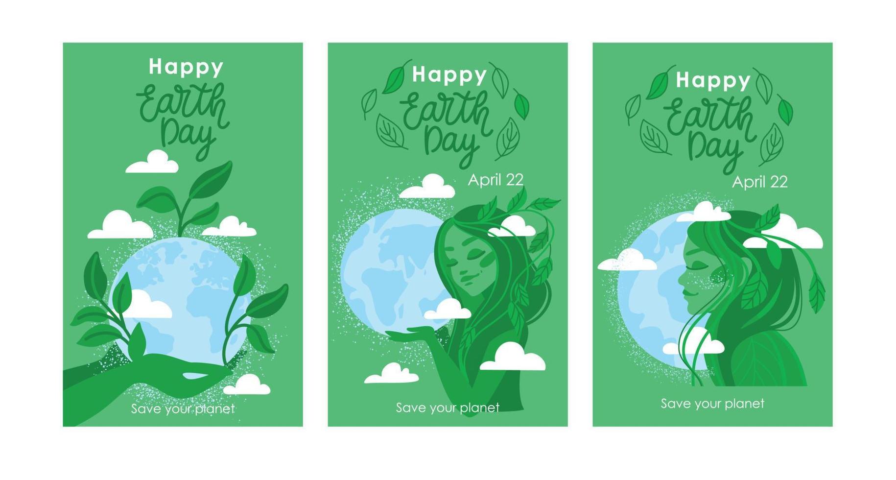 World environment day. Save the planet, set of illustrations . Vector. vector