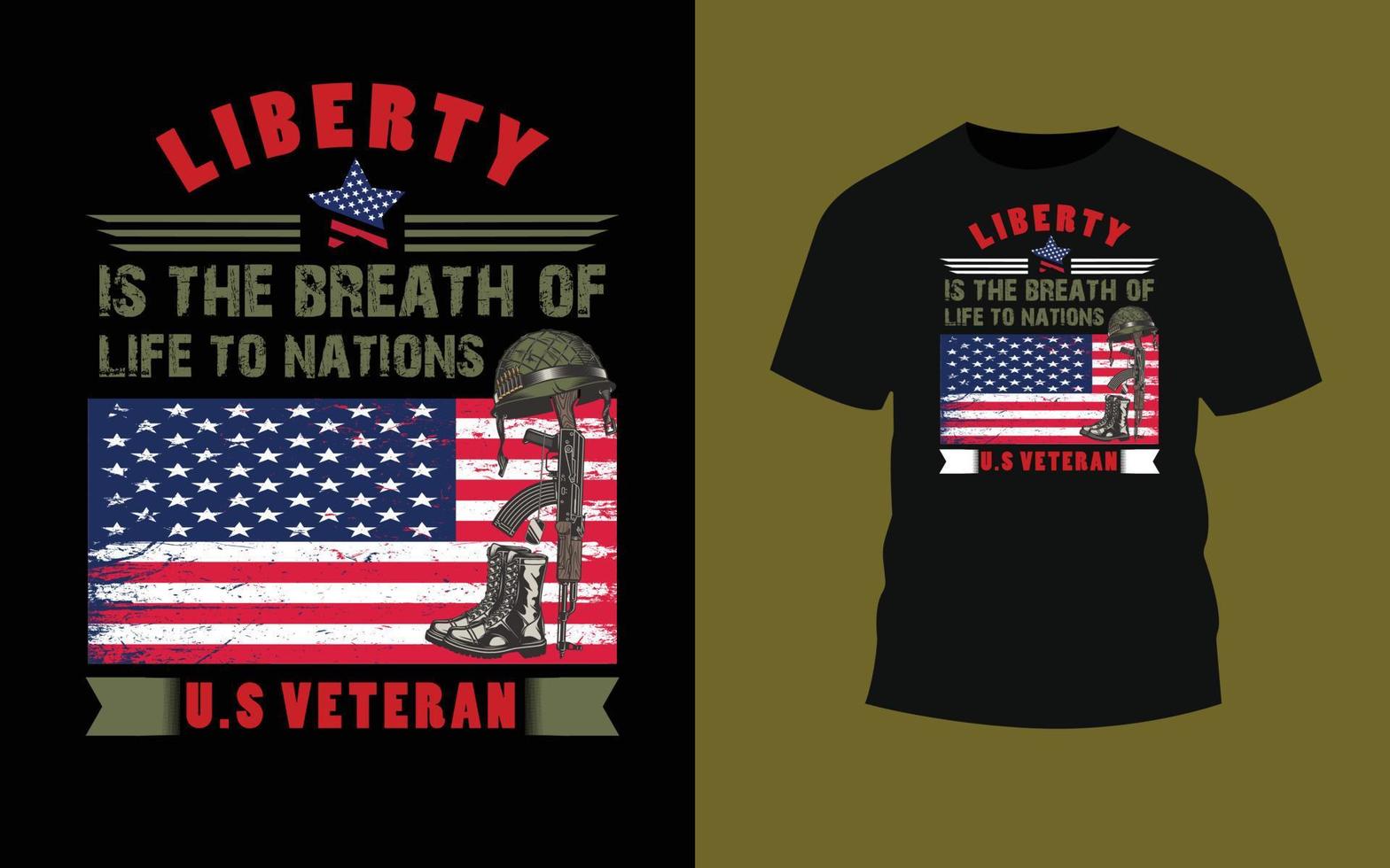 Free liberty usa flag vintage t shirt design. vector