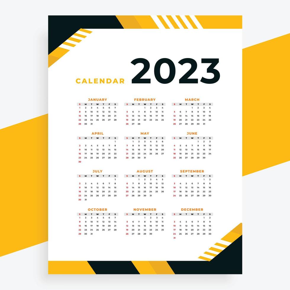 stylish geometric 20223 calendar template design vector